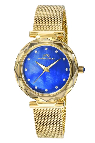 Porsamo Bleu Hazel Stainless Steel Gold Tone & Blue Women's Watch 1272bhas In Yellow