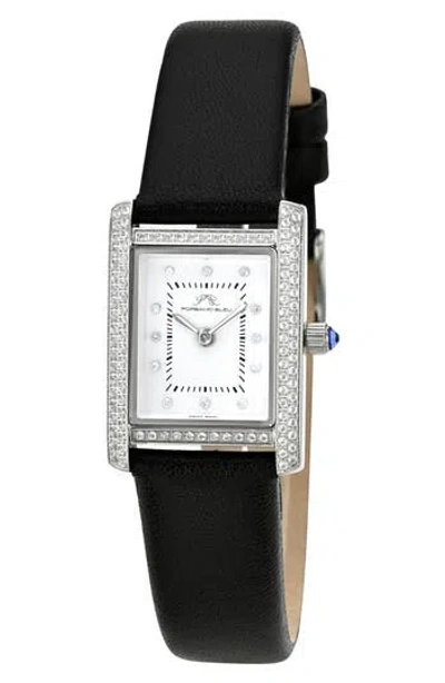 Porsamo Bleu Karolina Diamond Leather Strap Watch, 21.5mm X 30mm In Pattern