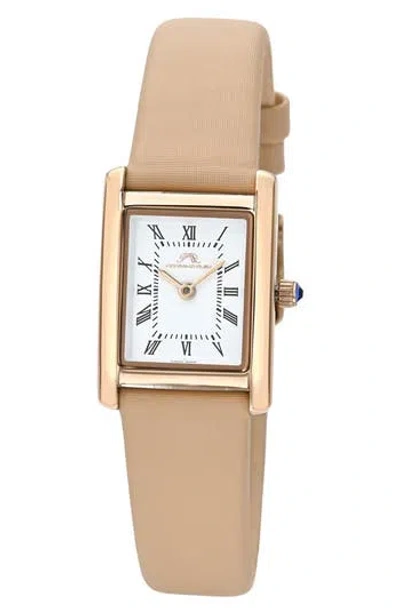 Porsamo Bleu Karolina Leather Strap Watch, 21.5mm X 30mm In Brown