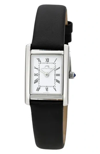 Porsamo Bleu Karolina Leather Strap Watch, 21.5mm X 30mm In Black