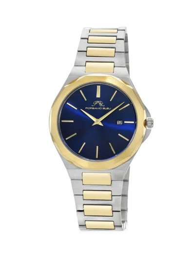 Porsamo Bleu Men's Alexander 48mm Two Tone Stainless Steel Bracelet Watch In Sapphire