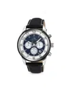 Porsamo Bleu Men's Arthur 44mm Stainless Steel & Leather Strap Chronograph Watch In Sapphire