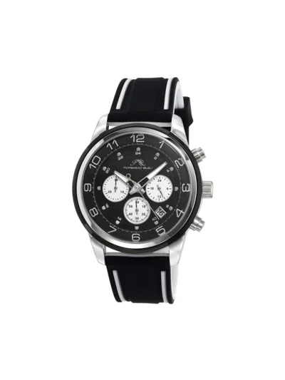Porsamo Bleu Men's Arthur 44mm Stainless Steel & Silicone Strap Chronograph Watch In Black