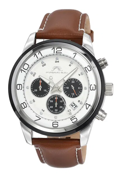 Porsamo Bleu Men's Arthur Genuine Leather Band Watch 1091farl In Silver