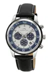 Porsamo Bleu Men's Arthur Genuine Leather Band Watch 1091harl In Black