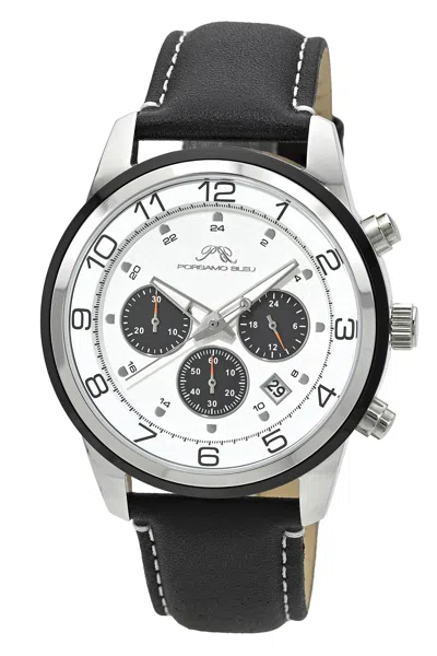 Porsamo Bleu Men's Arthur Genuine Leather Band Watch 1093aarl In Black