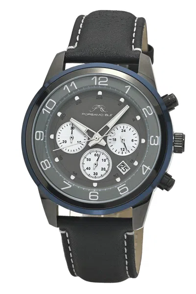 Porsamo Bleu Men's Arthur Genuine Leather Band Watch 1093barl In Gray