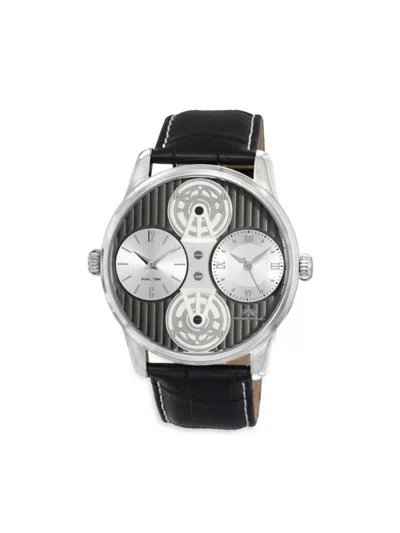 Porsamo Bleu Men's Benedict 46mm Stainless Steel & Leather Strap Watch In Grey