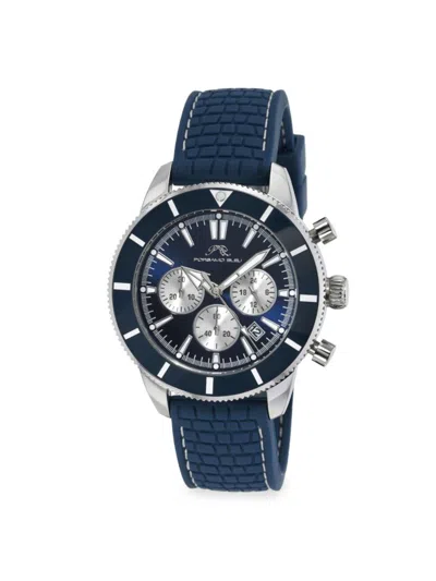 Porsamo Bleu Men's Brandon 44mm Stainless Steel & Silicone Strap Chronograph Watch In Sapphire