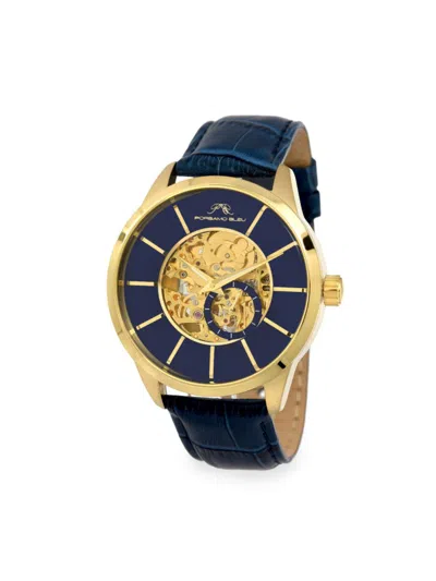 Porsamo Bleu Men's Cassius 45mm Stainless Steel & Leather Strap Watch In Sapphire