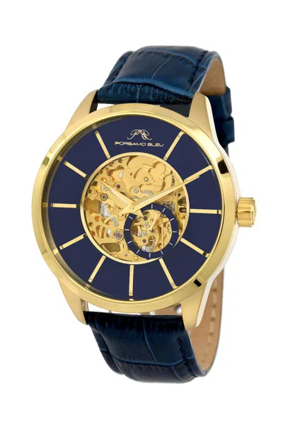 Porsamo Bleu Men's Cassius Automatic Gold Tone & Blue Watch 802bcal