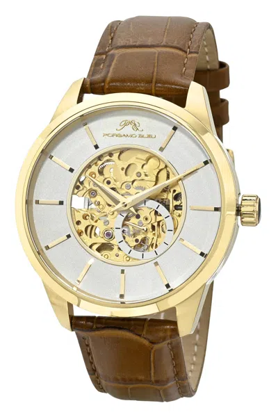 Porsamo Bleu Men's Cassius Automatic Gold Tone & Brown Watch 802fcal In Multi