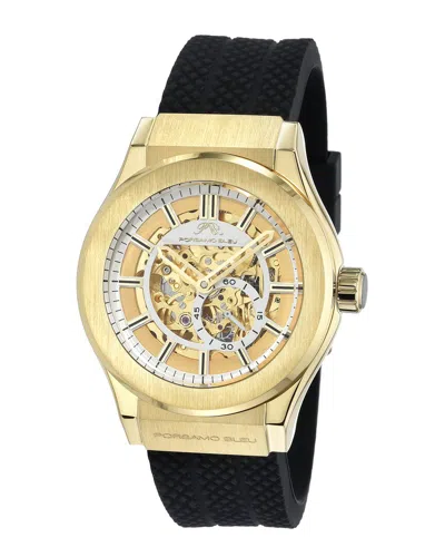 Porsamo Bleu Cruz Automatic Gold Dial Mens Watch 1221ccrr In Black / Gold / Gold Tone / Skeleton / Yellow
