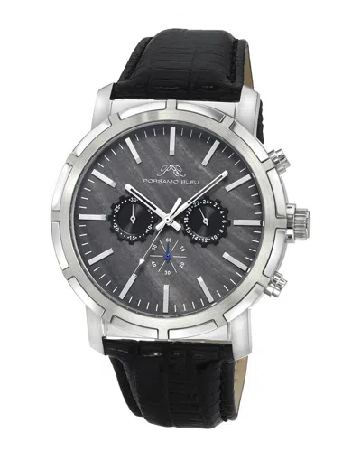 Porsamo Bleu Nyc Chrono Chronograph Quartz Black Dial Men's Watch 1281anyl In Black / Mother Of Pearl / Silver