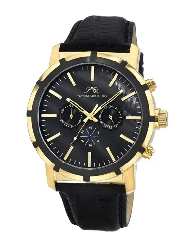 Porsamo Bleu Nyc Chrono Chronograph Quartz Black Dial Men's Watch 1281bnyl In Black / Gold / Gold Tone / Mother Of Pearl / Yellow