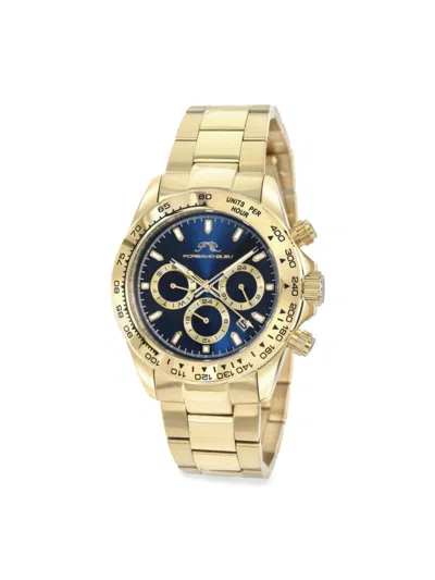 Porsamo Bleu Men's Preston 41mm Stainless Steel Bracelet Chronograph Watch In Sapphire