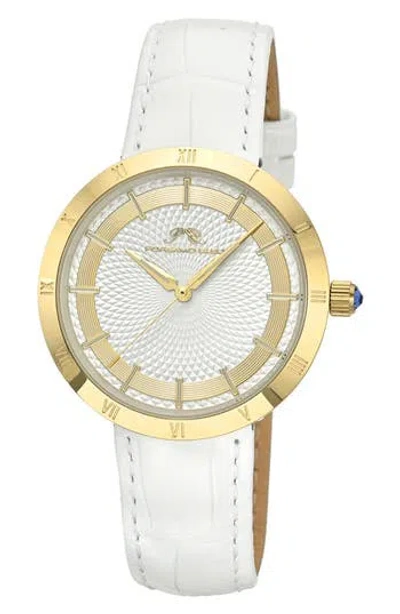 Porsamo Bleu Monroe Leather Strap Watch In Gold
