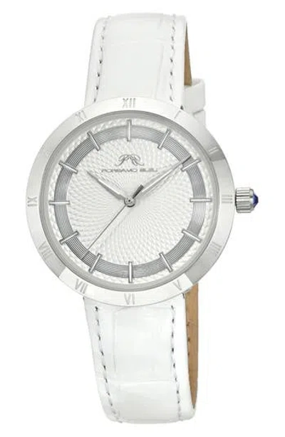 Porsamo Bleu Monroe Leather Strap Watch In Metallic
