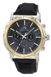 Porsamo Bleu Nyc Chrono Genuine Leather Two Tone & Black Men's Watch 1281dnyl In Multi