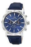 PORSAMO BLEU PORSAMO BLEU NYC CHRONOGRAPH CROC EMBOSSED LEATHER STRAP WATCH, 47MM