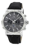 Porsamo Bleu Nyc Chronograph Leather Strap Watch, 38mm In Black