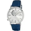 Porsamo Bleu Parker Leather Strap Watch, 42mm In Silver/blue/white