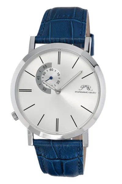 Porsamo Bleu Parker Men's Leather Dress Watch 831cpal In Silver