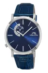 Porsamo Bleu Parker Men's Leather Dress Watch 832bpal In Blue