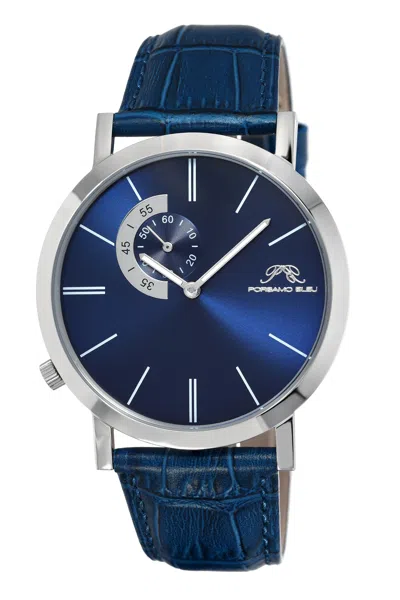 Porsamo Bleu Parker Men's Leather Dress Watch 832bpal In Silver