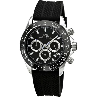 Porsamo Bleu Preston Silicone Strap Multifunction Watch, 41mm In Black/black