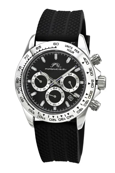 Porsamo Bleu Preston Sport Silicone Silver Tone & Black Men's Watch 1037aprr In Multi
