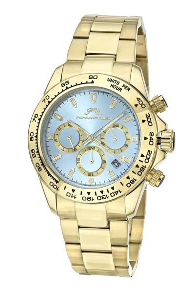 Porsamo Bleu Preston Stainless Steel Gold Tone & Ice Blue Men's Watch 1036bprs In Multi