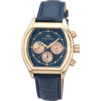 Porsamo Bleu Roman Leather Strap Watch In Blue