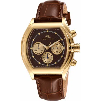 Porsamo Bleu Roman Leather Strap Watch In Brown