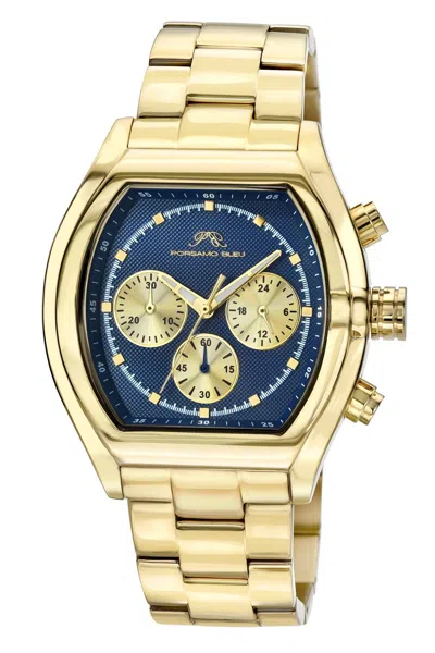 Porsamo Bleu Roman Stainless Steel Gold Tone & Blue Men's Watch 1291dros