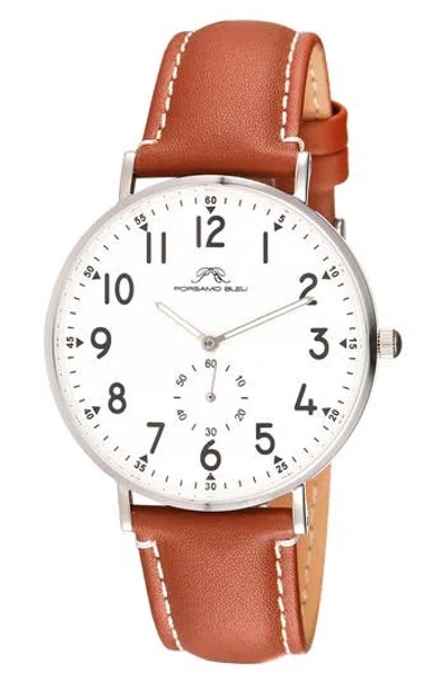 Porsamo Bleu Rowan Leather Strap Watch, 40mm In Brown