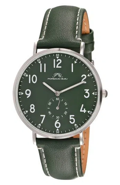Porsamo Bleu Rowan Leather Strap Watch, 40mm In Green