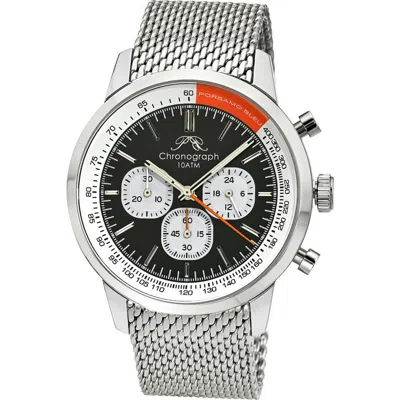 Porsamo Bleu Simon Mesh Strap Chronograph Watch, 44mm In Silver And Black