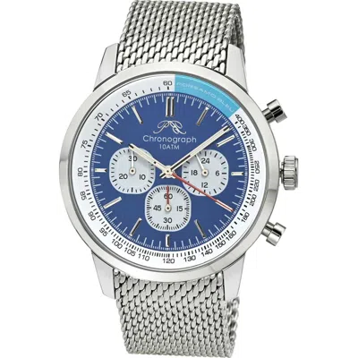 Porsamo Bleu Simon Mesh Strap Chronograph Watch, 44mm In Silver And Blue