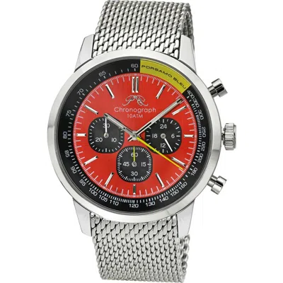 Porsamo Bleu Simon Mesh Strap Chronograph Watch, 44mm In Silver Black And Red