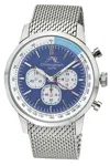 Porsamo Bleu Simon Stainless Steel Chronograph Silver Tone & Blue Men's Watch 1321csis In Multi