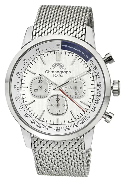 Porsamo Bleu Simon Stainless Steel Chronograph Silver Tone & White Men's Watch 1321asis In Multi