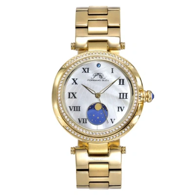 Porsamo Bleu South Sea Crystal Moon Quartz Ladies Watch 108bssm In Champagne / Gold Tone / Mop / Mother Of Pearl / Yellow