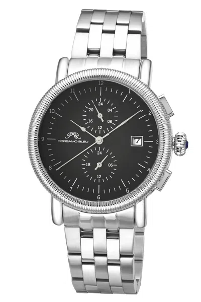 Porsamo Bleu Valor Chronograph Stainless Steel Silver Tone And Black Men's Watch 1381dvas In Multi