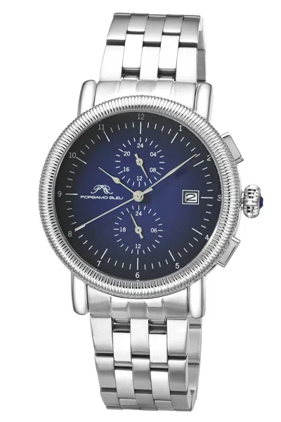 Porsamo Bleu Valor Chronograph Stainless Steel Silver Tone And Blue Men's Watch 1381evas In White