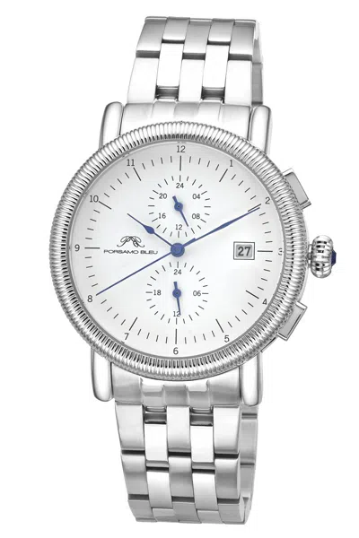 Porsamo Bleu Valor Chronograph Stainless Steel Silver Tone Men's Watch 1381avas