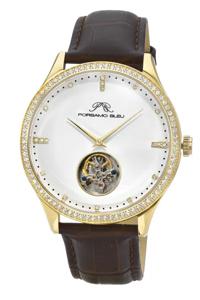 Porsamo Bleu William Tourbillion Gold Tone & Brown Men's Watch 1301bwil
