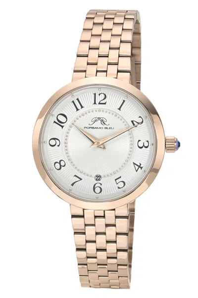 Porsamo Bleu Women's Clementine Stainless Steel Rose Tone Guilloche Dial Watch 1531ccls In Multi