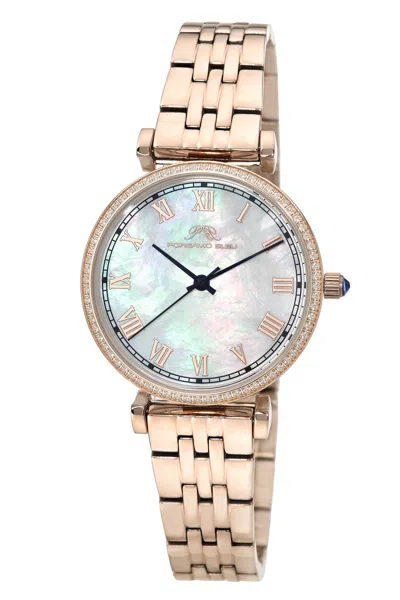 Porsamo Bleu Women's Emma Stainless Steel Rose Tone And White Mop Dial Watch 1412cems In Gold