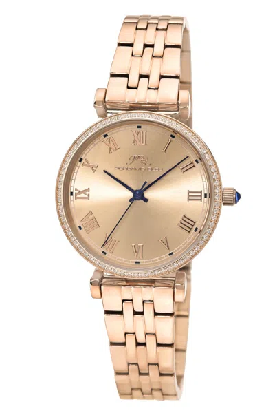 Porsamo Bleu Women's Emma Stainless Steel Rose Tone Sunray Dial Watch 1141cems In Gold